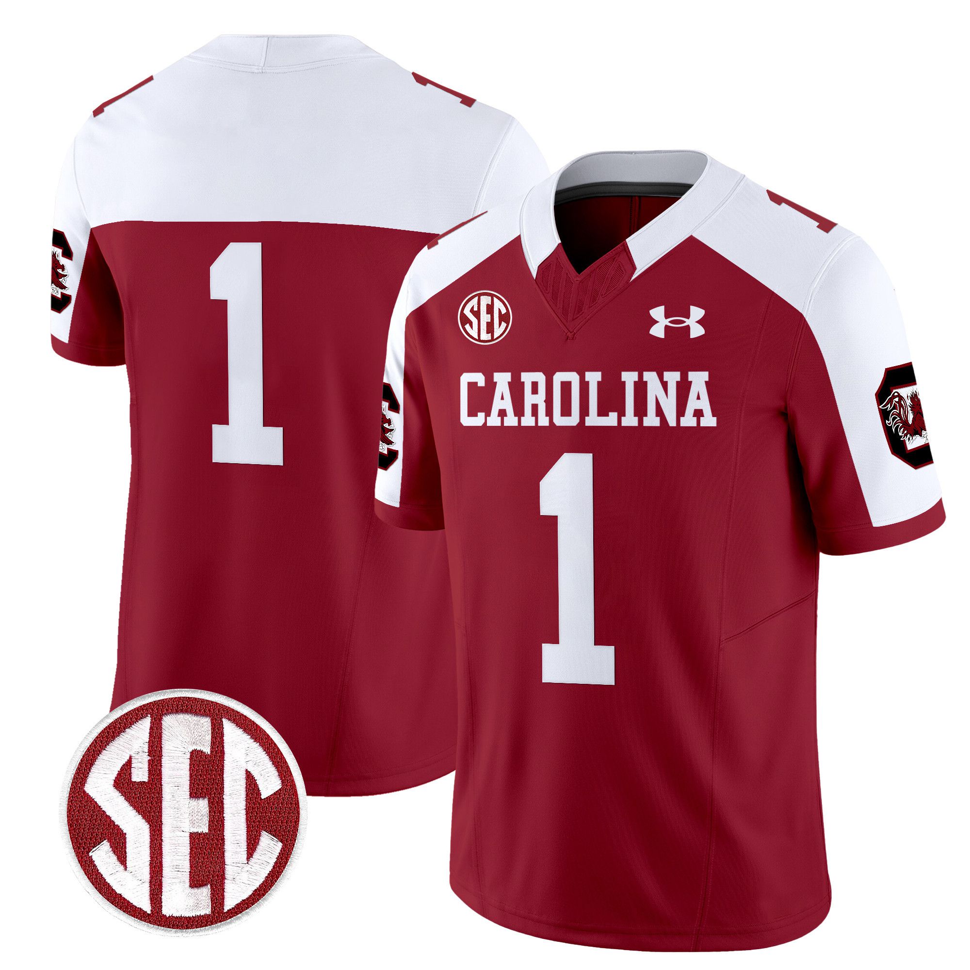 Men South Carolina Gamecocks #1 No Name Red 1980 Throwback Vapor Limited 2024 NCAA Jersey style 1